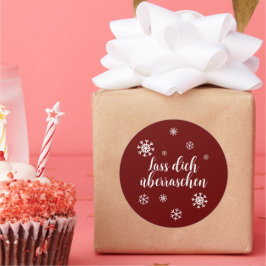 Geschenkaufkleber - Schneesterne - dunkelrot Runder Aufkleber