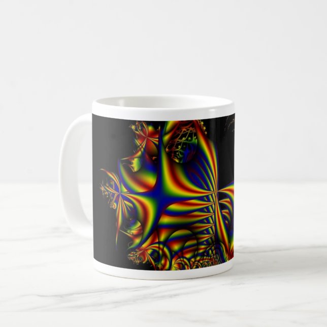 Geschenkband | Rainbow Fraktal Art Wrap Kaffeetasse (Vorderseite Links)