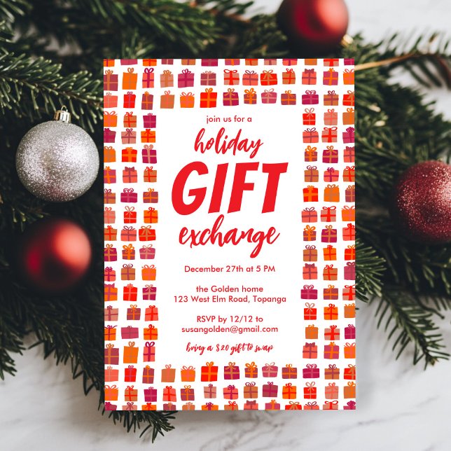 Geschenkbörse Party Urlaub Niedliche Geschenke Han Einladung (Gift Exchange Party Holiday Cute Gifts Hand Drawn Invitation
)