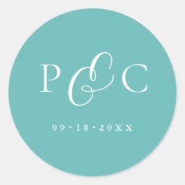 Geschenkbox Blau Hochzeit Kalligrafie Umschlag Auf Runder Aufkleber