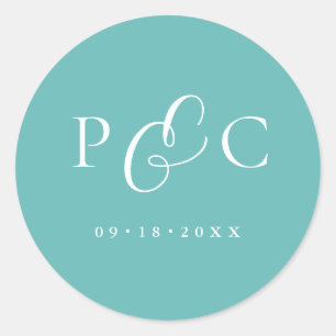 Geschenkbox Blau Hochzeit Kalligrafie Umschlag Auf Runder Aufkleber