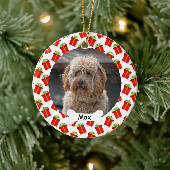 Geschenkboxen Custom Pet Puppy Dog Foto Keramik Ornament (Baum)