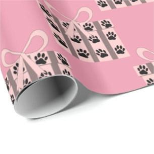 Geschenkboxen mit Dog Paws Pink Geschenkpapier