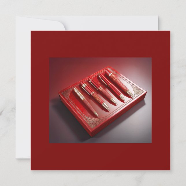 Geschenkboxen und fünf einzigartige Kugelschreiber (Vorderseite)