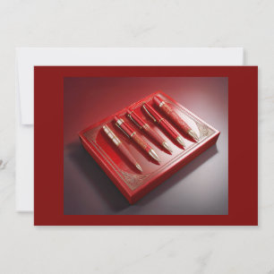 Geschenkboxen und fünf einzigartige Kugelschreiber Einladung