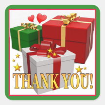 Geschenkboxen und Herzen Vielen Dank