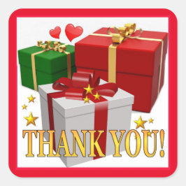 Geschenkboxen und Herzen Vielen Dank Quadratischer Aufkleber