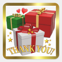 Geschenkboxen und Herzen Vielen Dank Square Sticke