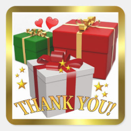 Geschenkboxen und Herzen Vielen Dank Square Sticke Quadratischer Aufkleber