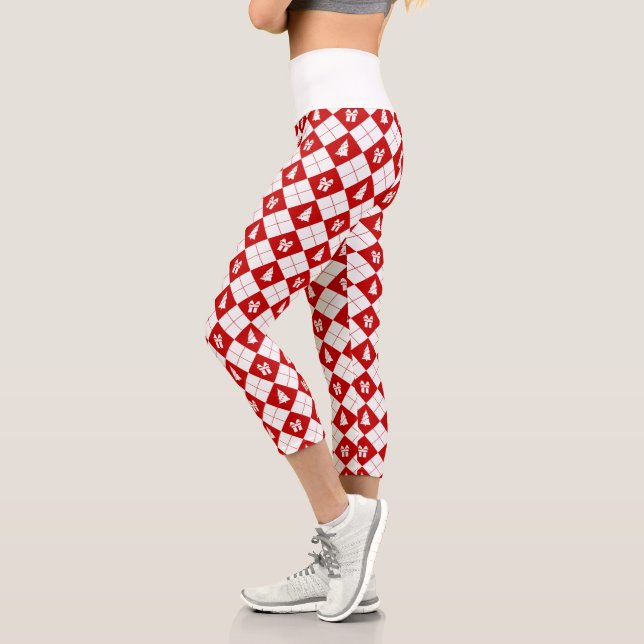 Geschenkboxen und Weihnachtsbaummuster Capri Leggings (Links)