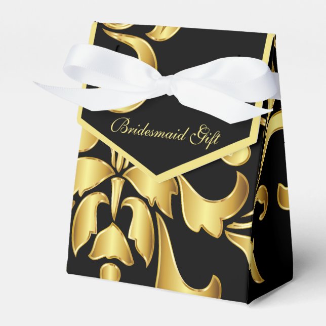 Geschenkboxen von Gold und Black Bridesmaid Geschenkschachtel (Vorderseite)