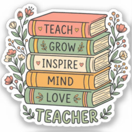 Geschenkbücher + Süße Blumen | Würdigung für Lehre Aufkleber