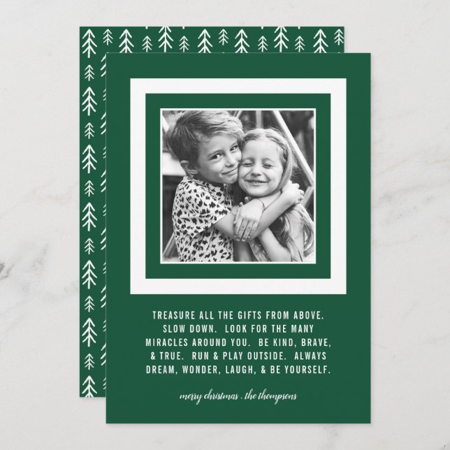 Geschenke | 12x18 Green | Foto Feiertagskarte (Vorne/Hinten)