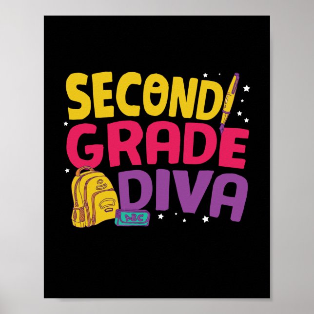 Geschenke 2. Lehrerin | Diva zweiter Klasse Poster (Vorne)