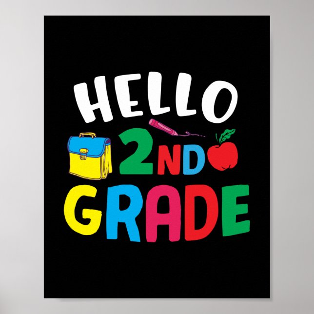 Geschenke 2. Lehrerin | Hello 2nd Grade Poster (Vorne)