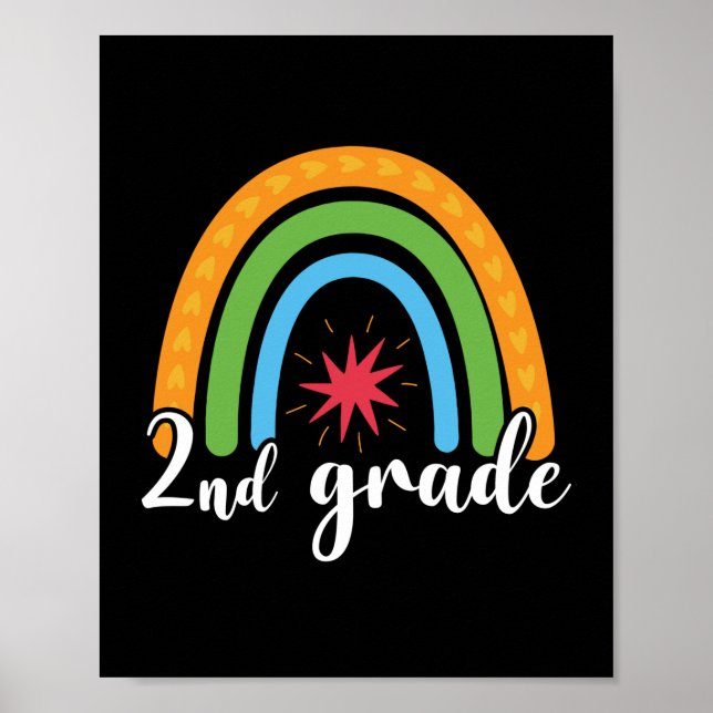 Geschenke 2. Lehrerin | Regenbogen der zweiten Kla Poster (Vorne)
