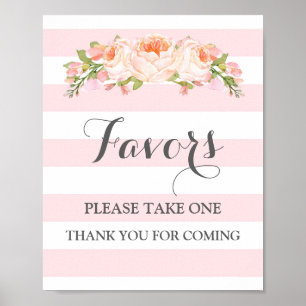 Geschenke Baby Shower Schild Rosa Blumen Streifen
