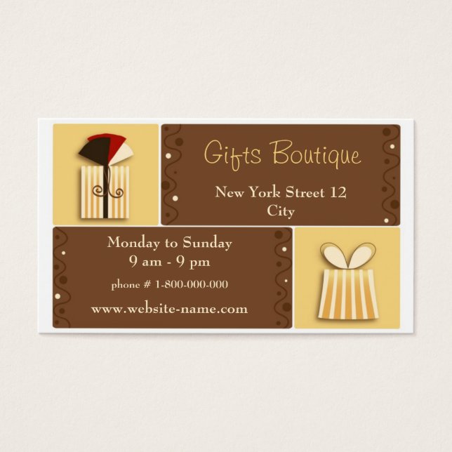 Geschenke Boutique Business Card (Vorderseite)