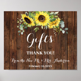 Geschenke Brautparty Hochzeit Western Sonnenblumen Poster