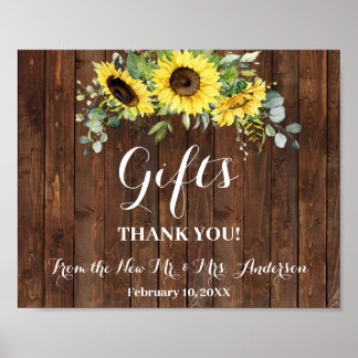 Geschenke Brautparty Hochzeit Western Sonnenblumen Poster
