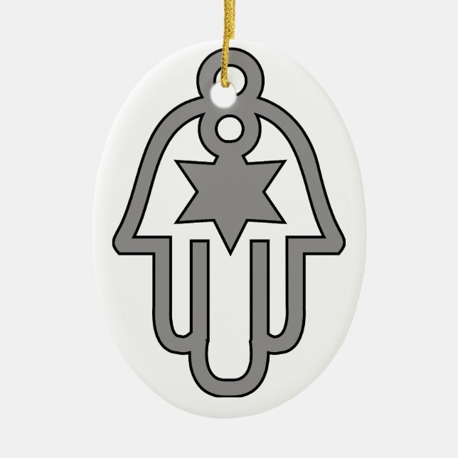 GESCHENKE CHANUKKAS CHANUKAH HAMSA KERAMIKORNAMENT (Vorne)