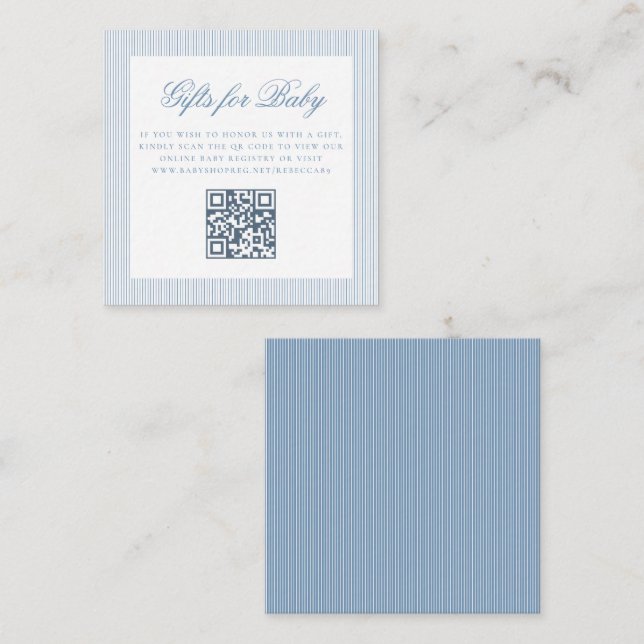 Geschenke für Baby Boy Blue Online QR Code Registr Begleitkarte (Vorne/Hinten)
