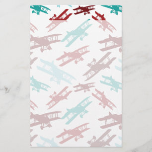 Geschenke für das Muster eines Vintagen Flugzeugmu Briefpapier