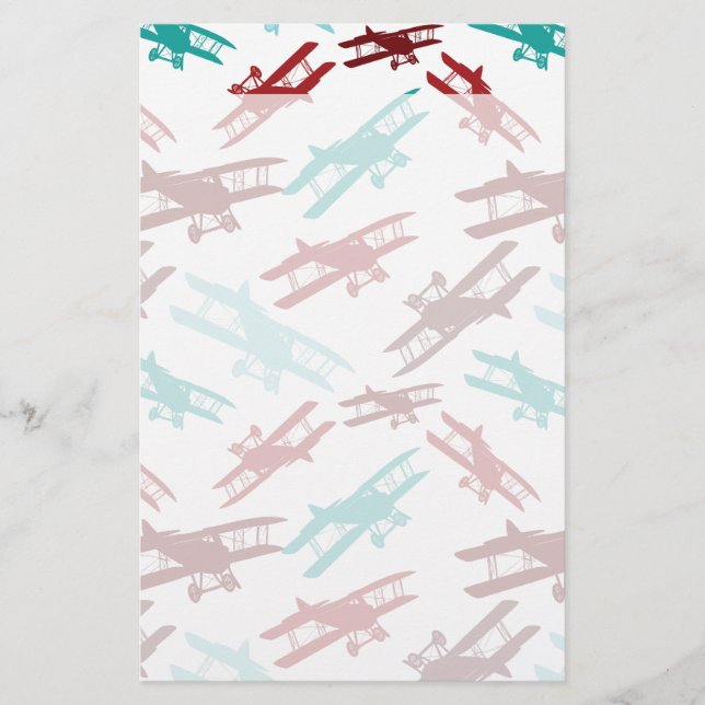 Geschenke für das Muster eines Vintagen Flugzeugmu Briefpapier (Vorderseite)