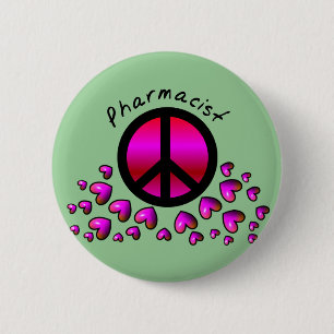 Geschenke für den Apotheker Peace & Hearts Button