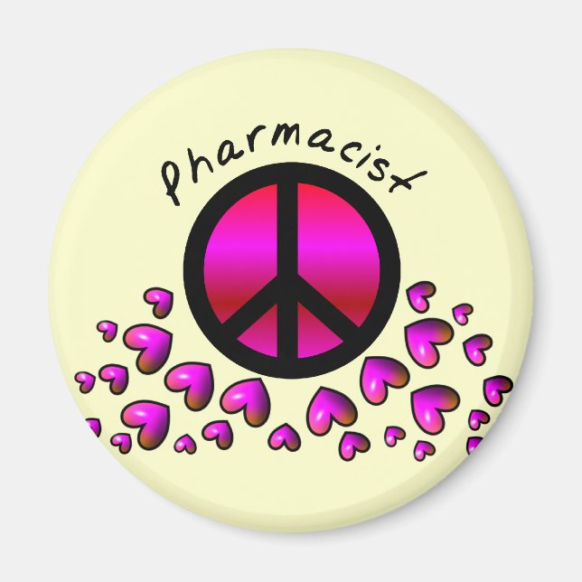 Geschenke für den Apotheker Peace & Hearts Magnet (Vorne)