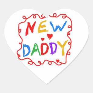 Geschenke für den neuen Papa in Primärfarben Herz-Aufkleber
