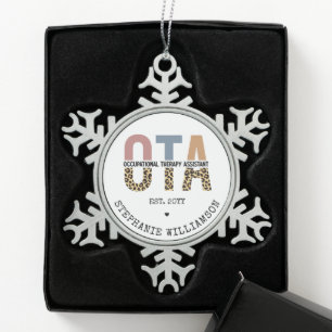 Geschenke für den OTA-Assistenten für Arbeitsthera Schneeflocken Zinn-Ornament