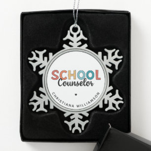 Geschenke für die Bewertung von Schulberatern Schneeflocken Zinn-Ornament
