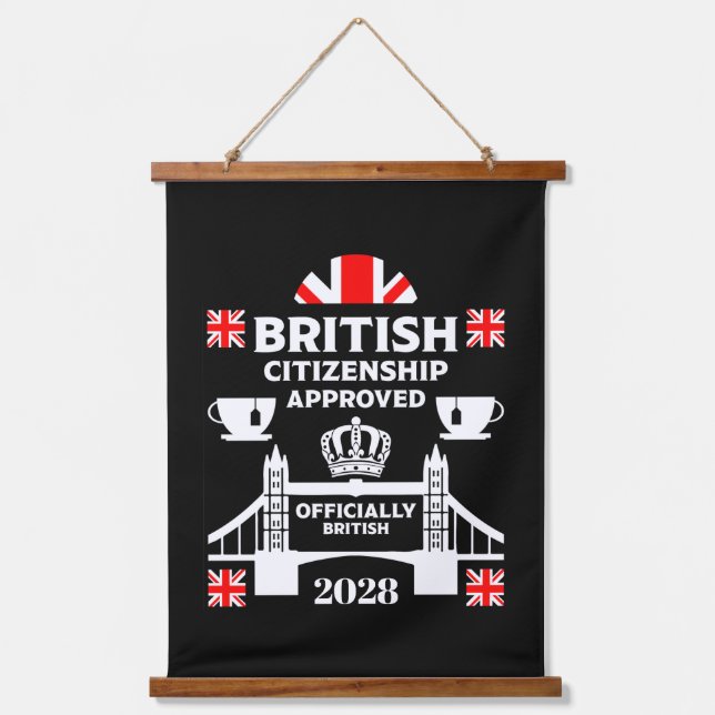Geschenke für die britische Staatsbürgerschaft Wandteppich Mit Holzrahmen (Vorderseite)
