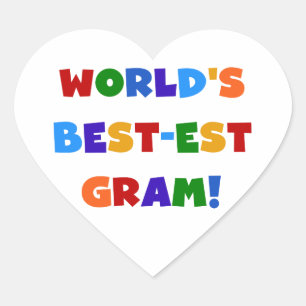 Geschenke für die weltbesten Gram Bright Colors Herz-Aufkleber