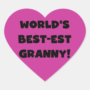 Geschenke für die weltbesten Granny Black Text Tsh Herz-Aufkleber