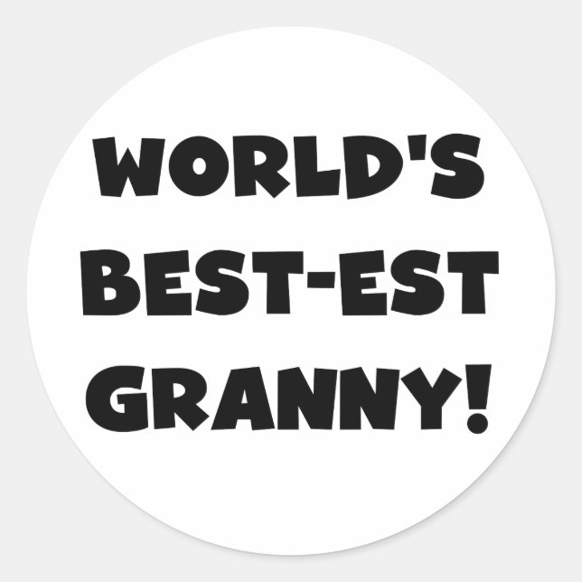 Geschenke für die weltbesten Granny Black Text Tsh Runder Aufkleber (Vorderseite)