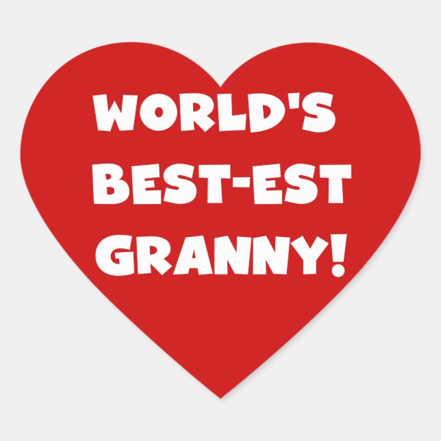 Geschenke für die weltbesten Granny White Text Tsh Herz-Aufkleber (Vorderseite)