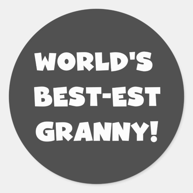 Geschenke für die weltbesten Granny White Text Tsh Runder Aufkleber (Vorderseite)