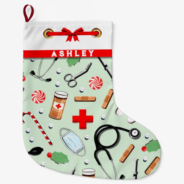 Geschenke für einen Urlaub im Gesundheitswesen Großer Weihnachtsstrumpf (Vorderseite)
