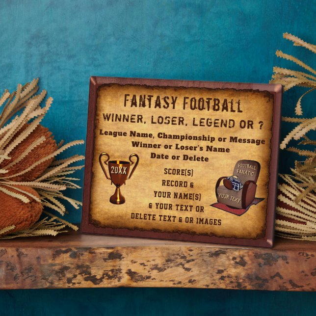 Geschenke für Fantasy Football Liebhaber, Gewinner Fotoplatte (Seite)