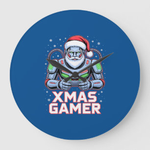 Geschenke für Gamer zu Weihnachten Cyber-Santa-Rob Große Wanduhr