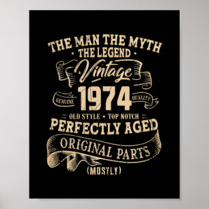 Geschenke für Männer 48 Jahre alt Vintage 1974 lim Poster