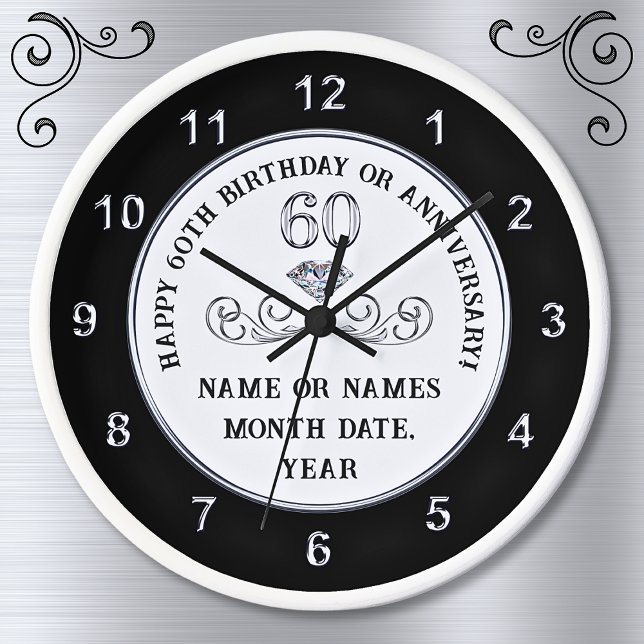 Geschenke für Männer 60. Geburtstag, 60. Geburtsta Uhr (60th birthday clock. Personalized 60th birthday gifts for him. Birthday present for 60 year old male)