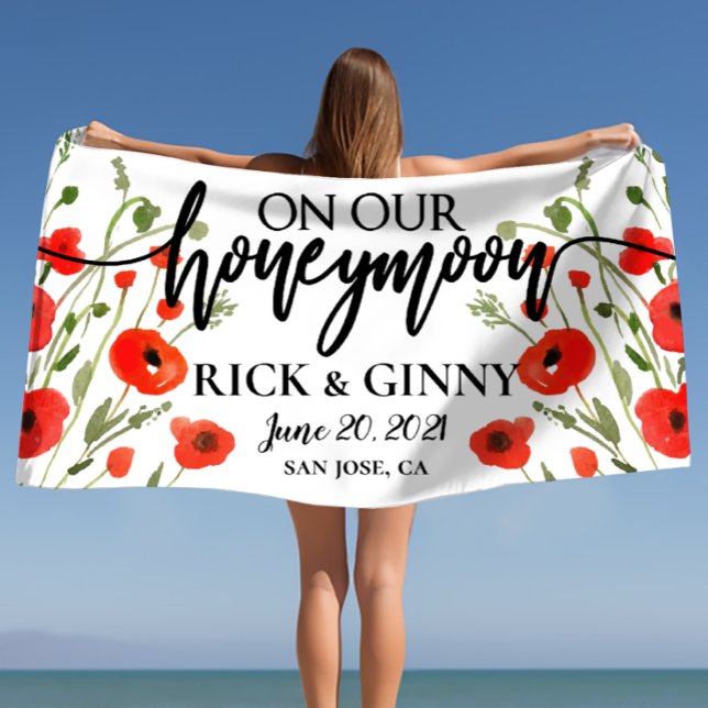 Geschenke für Neugeborene Flitterwochen - Mohnblum Strandtuch (Gifts for Newlyweds Honeymoon - Poppy Flowers Beach Towel)