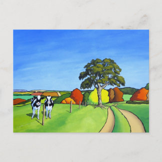 Geschenke für schwarze und weiße Kuh Postkarte