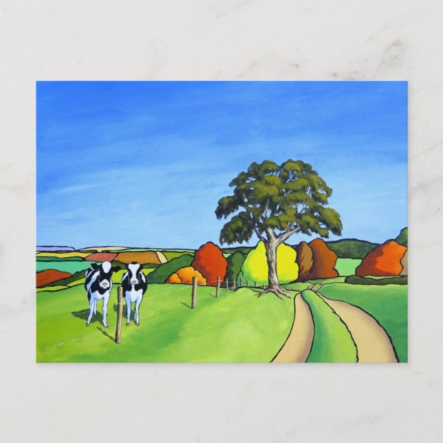 Geschenke für schwarze und weiße Kuh Postkarte (Vorderseite)