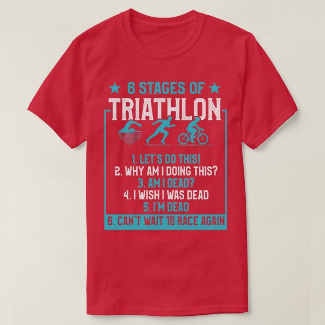Geschenke für Triathleten 6 Bühnen Triathlon T-Shirt (Design vorne)