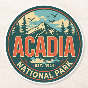 Geschenke im Vintage-Stil aus dem Acadia National Runder Pappuntersetzer