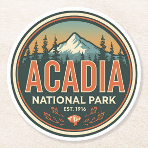 Geschenke im Vintage-Stil aus dem Acadia-Nationalp Runder Pappuntersetzer